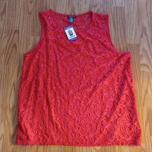 Adrianna Papell Lace Overlay Tank Moroccan Ruby Red Women's Size XXL NWT